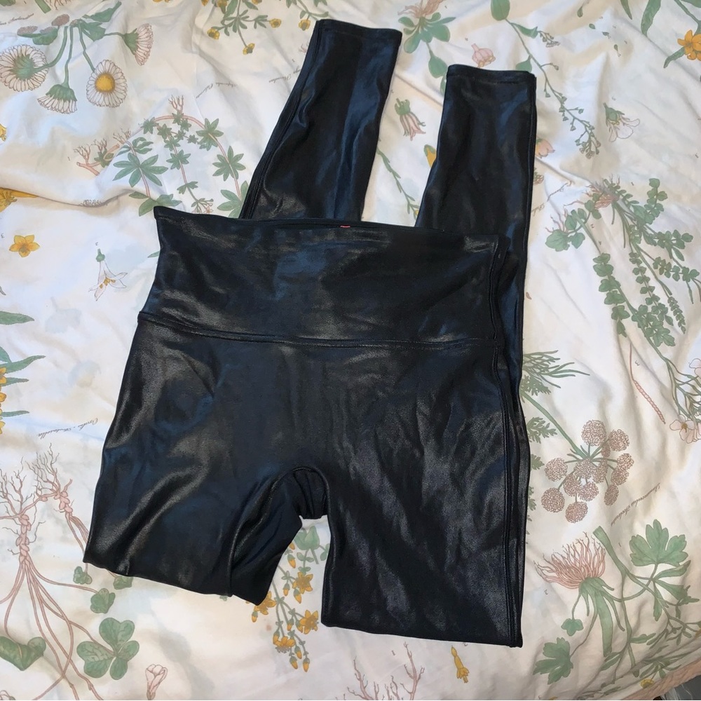 SPANX Black Faux Leather Leggings